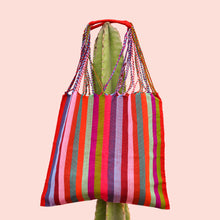 Load image into Gallery viewer, striped textile tote