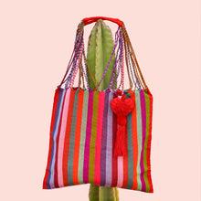Load image into Gallery viewer, striped textile tote