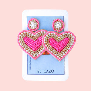 mi corazon rosa earrings