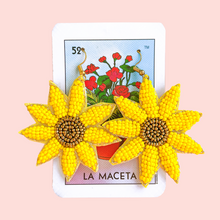 Load image into Gallery viewer, yellow sunflower earrings
